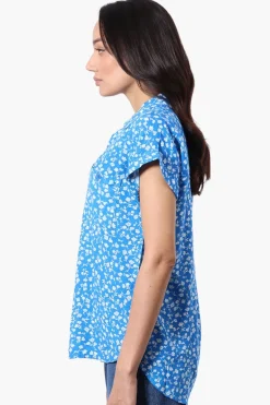 Majora Floral Button Down Shirt - Blue