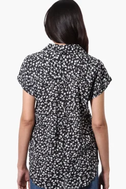Majora Floral Button Down Shirt - Black