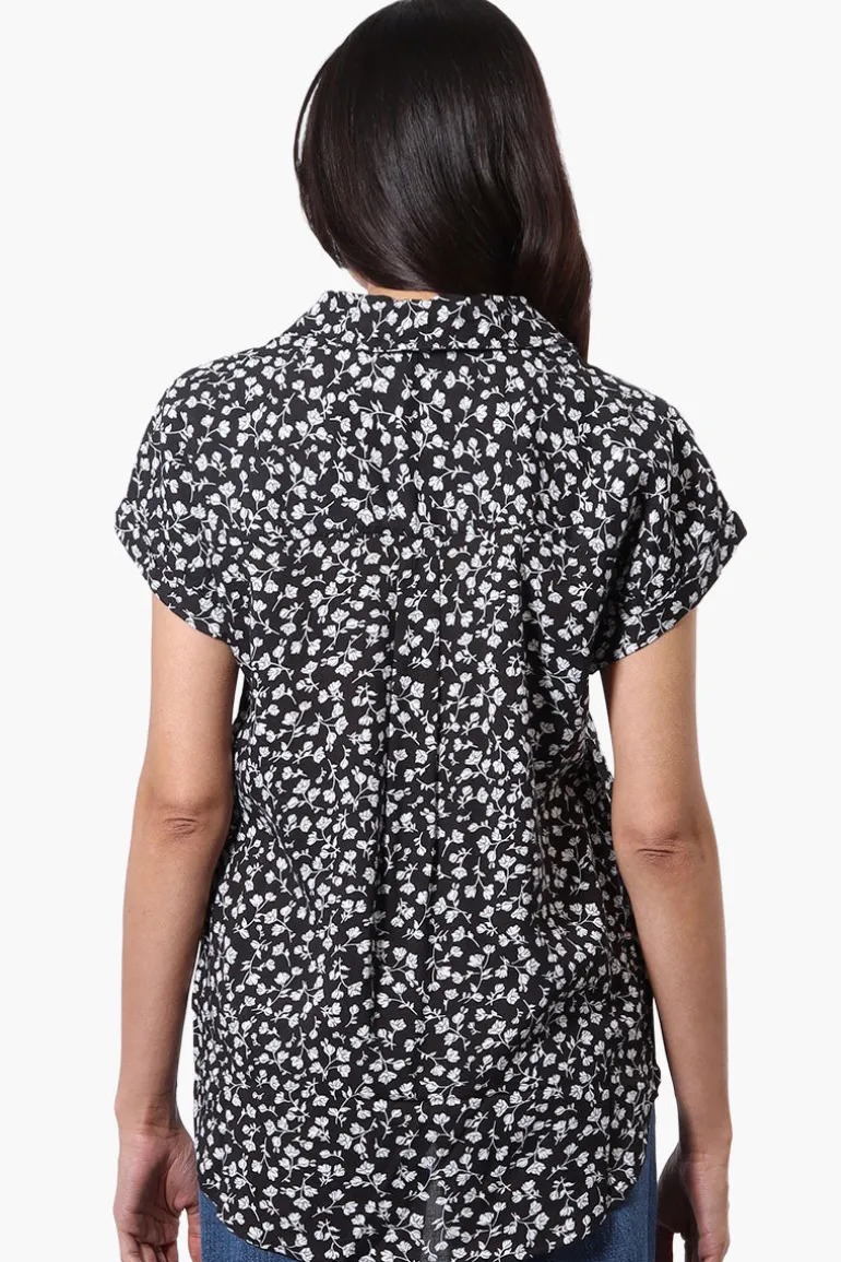 Majora Floral Button Down Shirt - Black