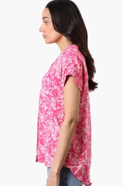 Majora Floral Camp Collar Button Up Shirt - Pink