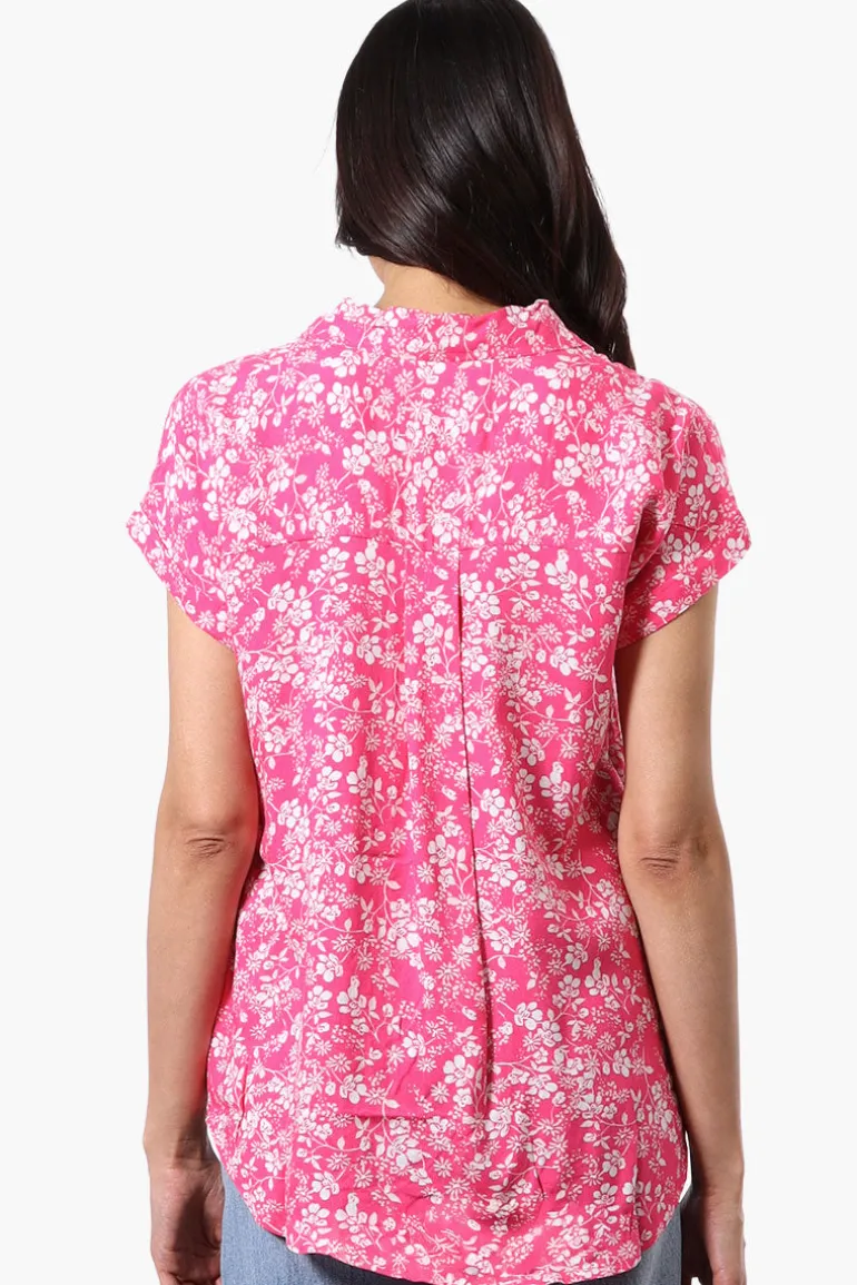 Majora Floral Camp Collar Button Up Shirt - Pink