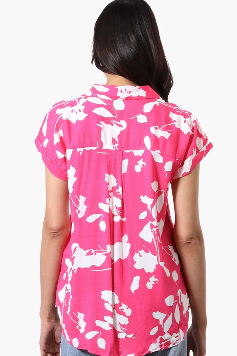 Majora Floral Camp Collar Button Up Shirt - Pink