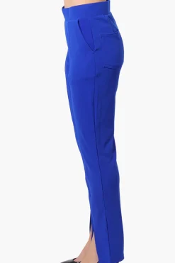Majora Front Split Hem Tapered Pants - Blue