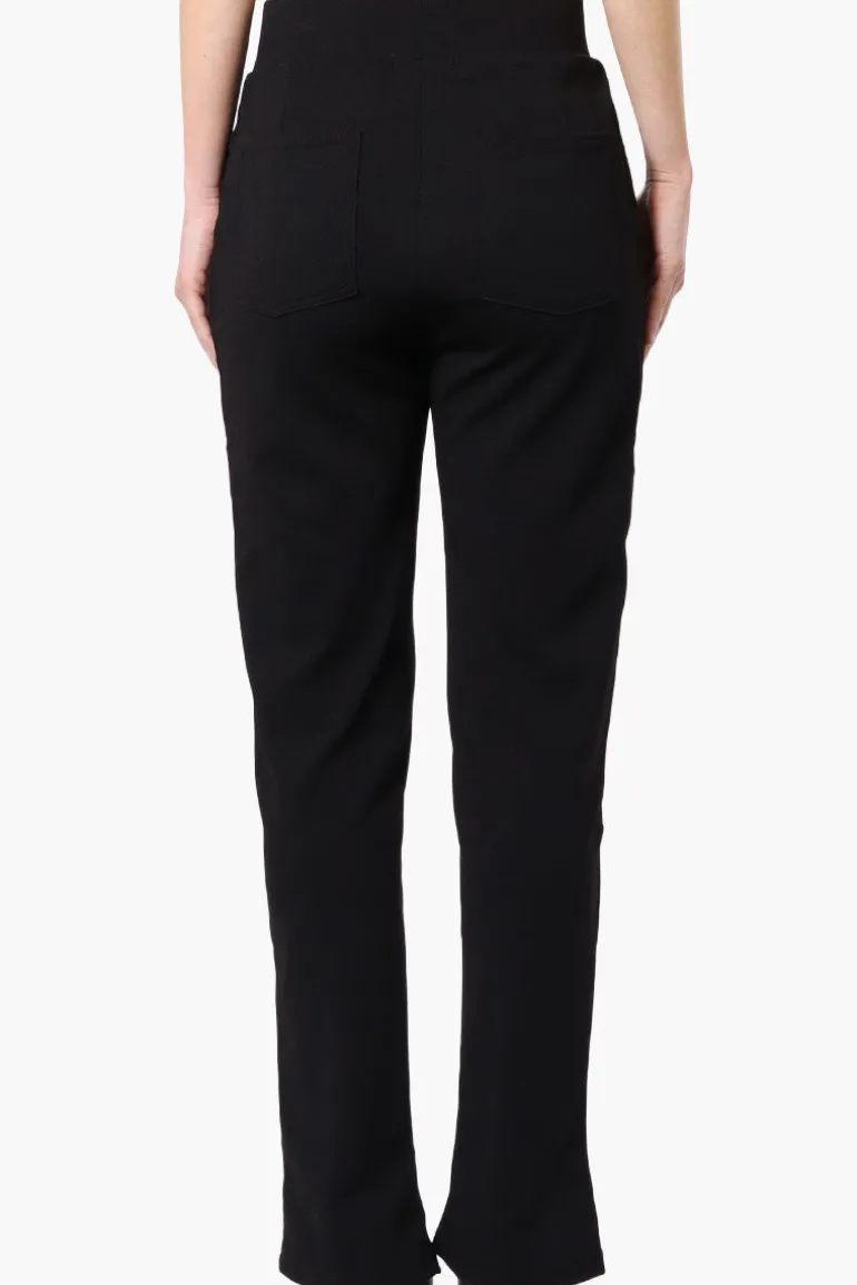 Majora Front Split Hem Tapered Pants - Black