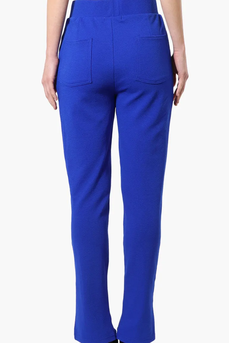 Majora Front Split Hem Tapered Pants - Blue