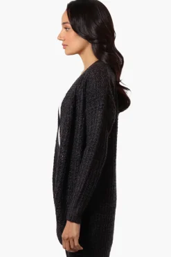 Majora Knit Long Sleeve Wrap Cardigan - Black