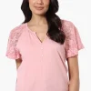 Majora Lace Cap Sleeve V-Neck Tee - Pink