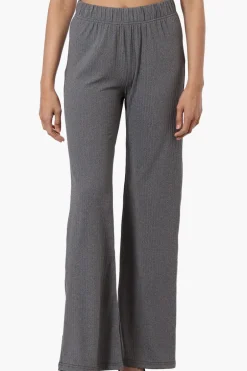 Majora Ribbed Wide Leg Pants - Grey