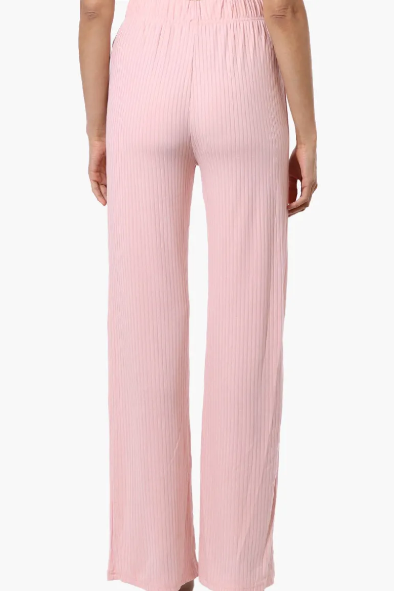 Majora Ribbed Wide Leg Pants - Pink
