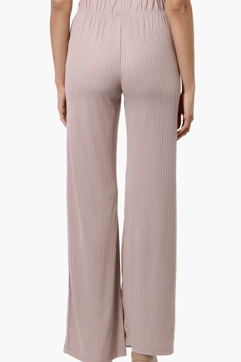 Majora Ribbed Wide Leg Pants - Beige