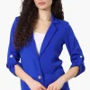Majora Roll Up Sleeve Two Button Blazer - Blue
