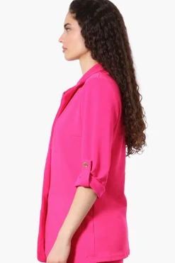 Majora Roll Up Sleeve Two Button Blazer - Pink