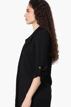 Majora Roll Up Sleeve Two Button Blazer - Black
