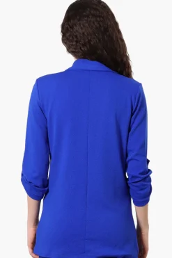 Majora Roll Up Sleeve Two Button Blazer - Blue