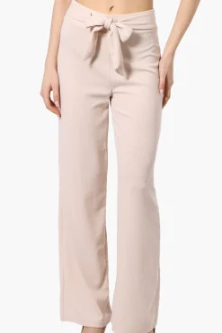 Majora Solid Belted Pants - Cream