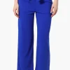 Majora Solid Large Pocket Belted Pants - Blue