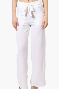 Majora Solid Large Pocket Belted Pants - White