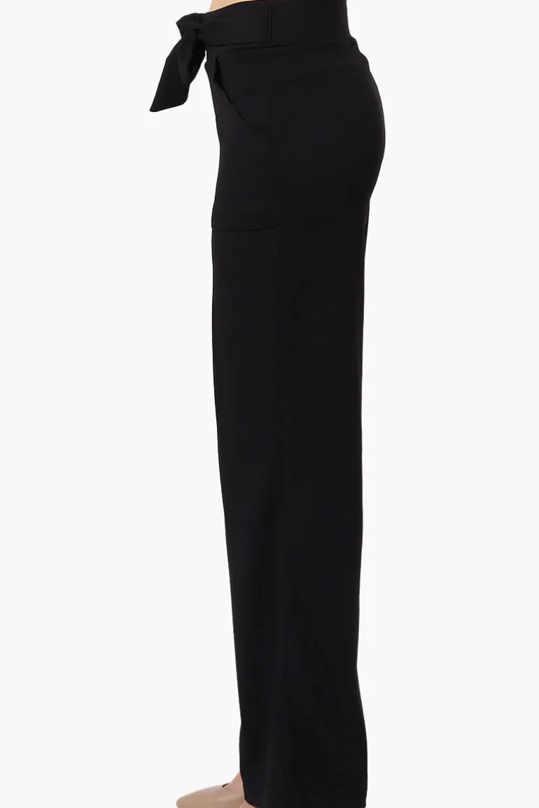 Majora Solid Large Pocket Belted Pants - Black