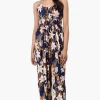 Majora Tropical Print Wide Leg Jumpsuit - Navy