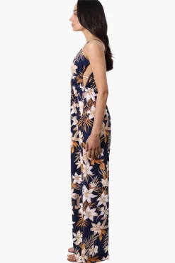 Majora Tropical Print Wide Leg Jumpsuit - Navy