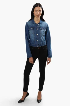 New Look Buttoned Flap Pocket Denim Jacket - Blue