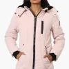 Oppenheimer Hooded Cinched Waist Parka Jacket - Pink