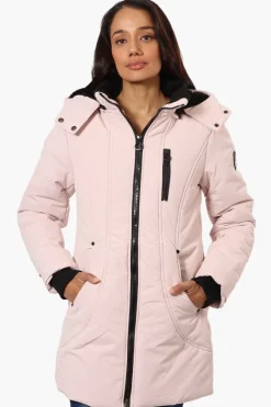 Oppenheimer Hooded Cinched Waist Parka Jacket - Pink
