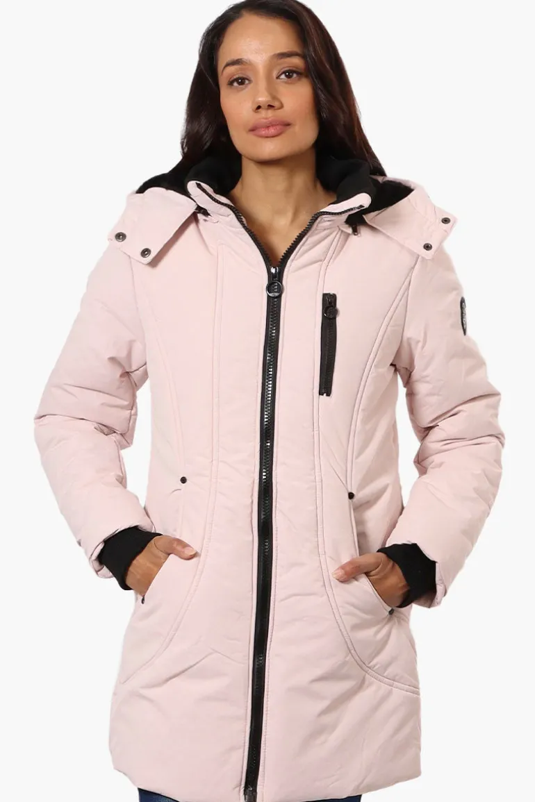 Oppenheimer Hooded Cinched Waist Parka Jacket - Pink