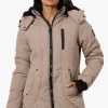 Oppenheimer Hooded Cinched Waist Parka Jacket - Beige