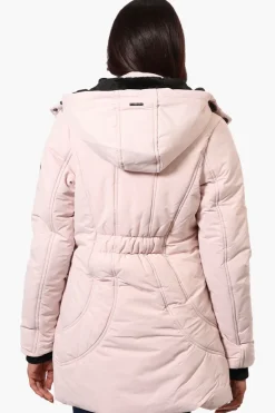 Oppenheimer Hooded Cinched Waist Parka Jacket - Pink