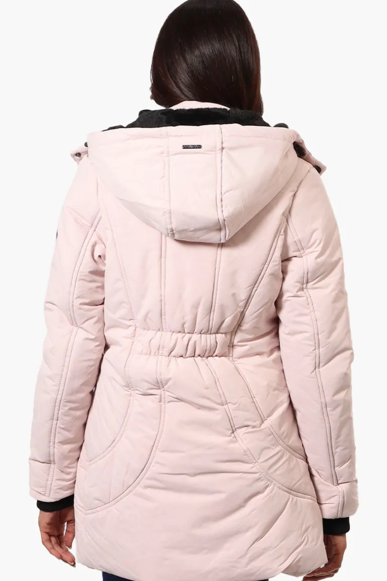 Oppenheimer Hooded Cinched Waist Parka Jacket - Pink