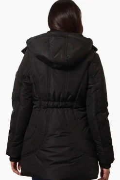 Oppenheimer Hooded Cinched Waist Parka Jacket - Black