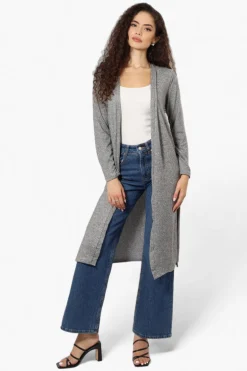 Runaway Bay Long Sleeve Side Slit Duster Cardigan - Grey