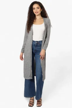 Runaway Bay Long Sleeve Side Slit Duster Cardigan - Grey