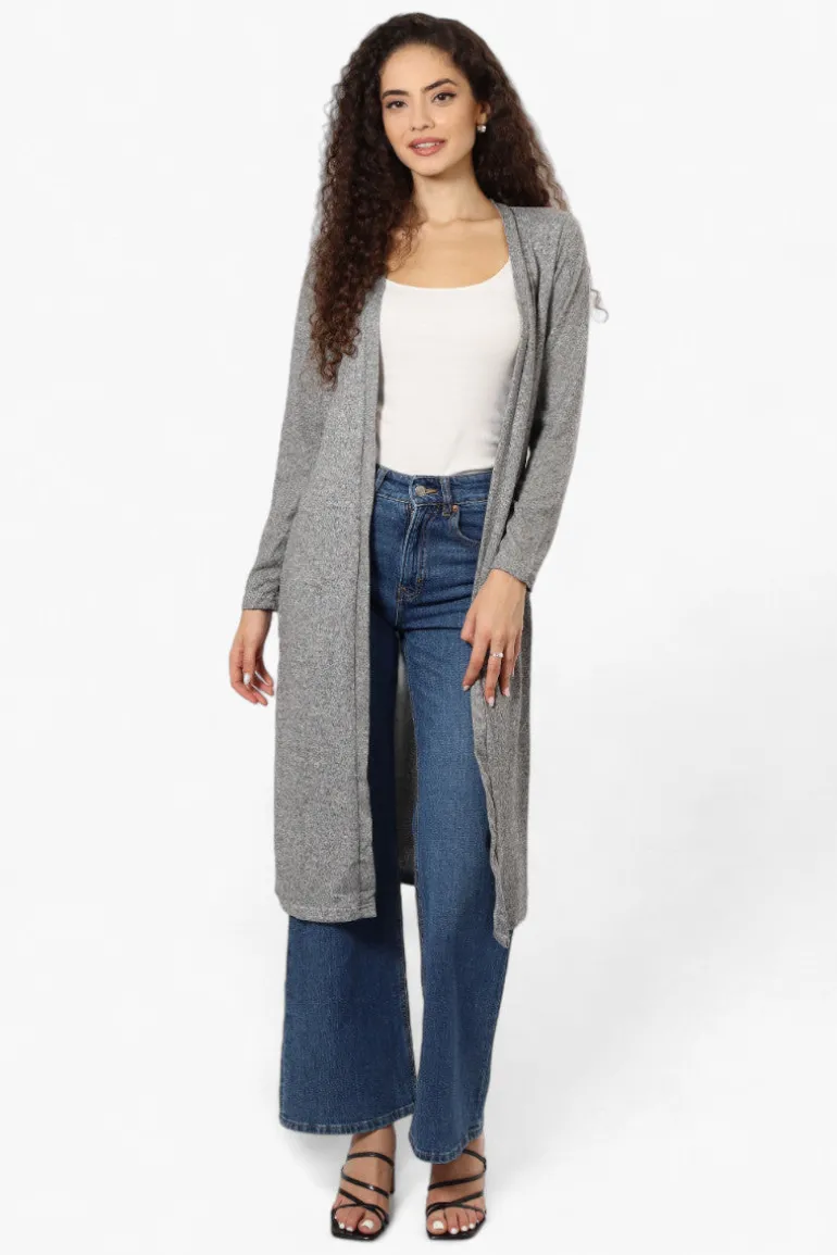 Runaway Bay Long Sleeve Side Slit Duster Cardigan - Grey