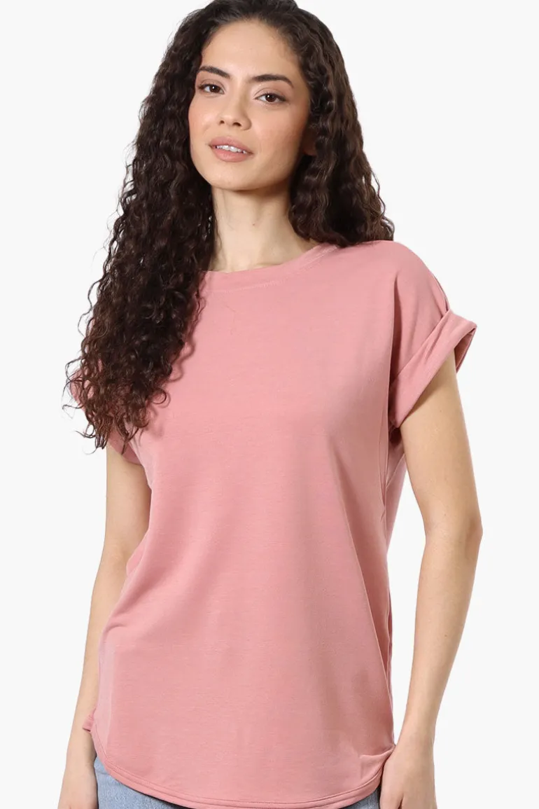 Runaway Bay Sport Basic Cuffed Sleeve Tee - Pink