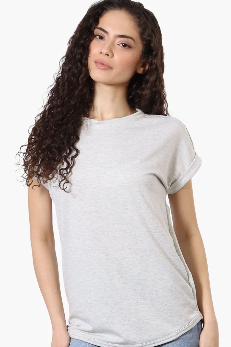 Runaway Bay Sport Basic Cuffed Sleeve Tee - Grey