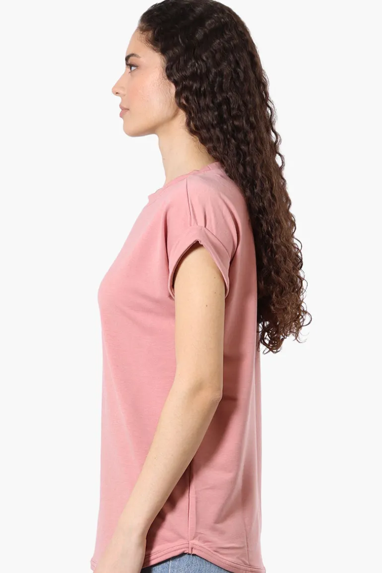 Runaway Bay Sport Basic Cuffed Sleeve Tee - Pink