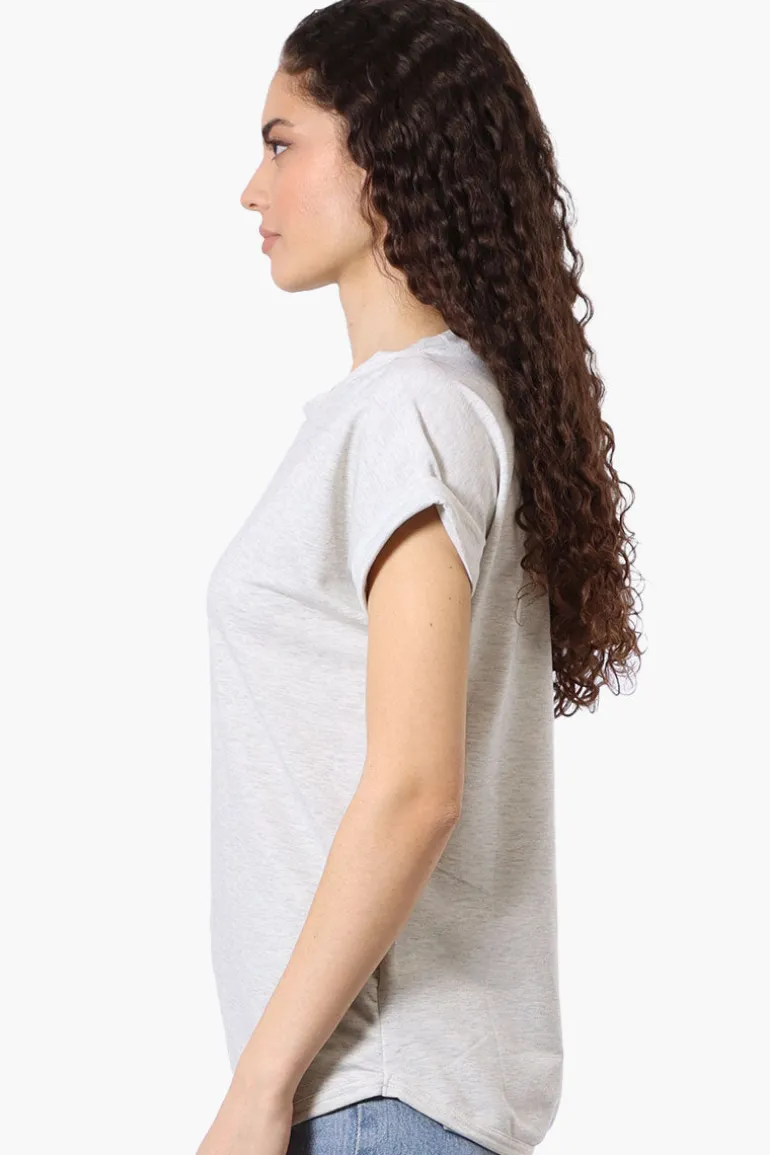 Runaway Bay Sport Basic Cuffed Sleeve Tee - Grey