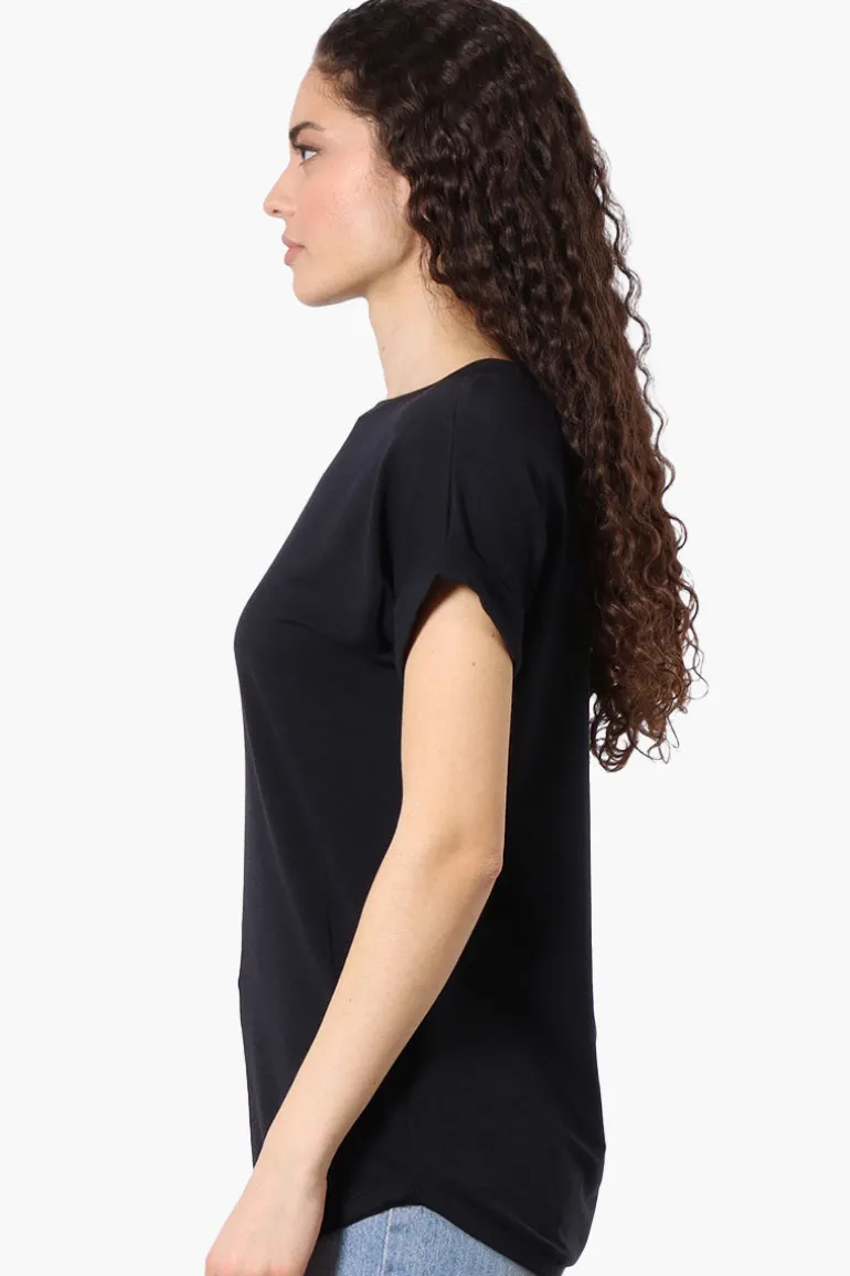 Runaway Bay Sport Basic Cuffed Sleeve Tee - Black