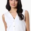 Runaway Bay Sport Button Down V-Waistcoat Vest - White