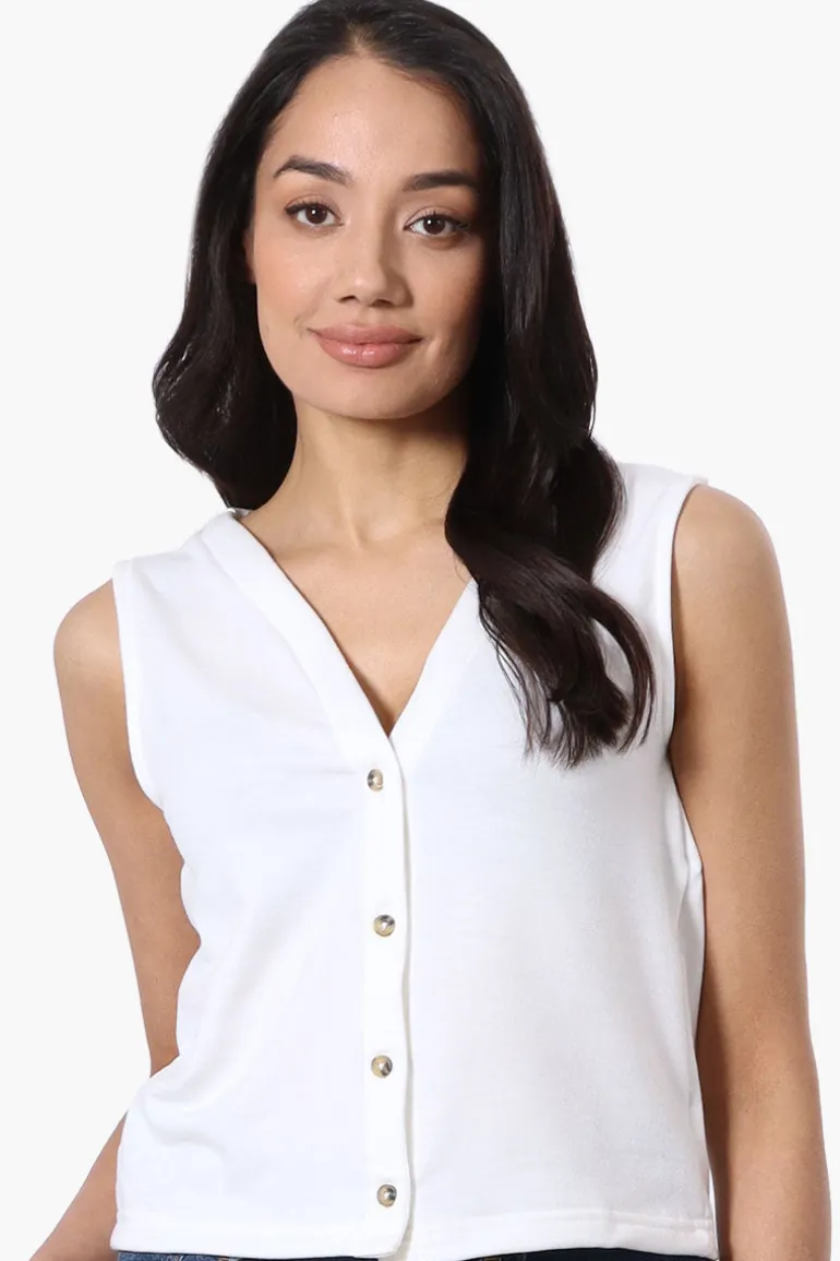 Runaway Bay Sport Button Down V-Waistcoat Vest - White