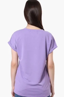Runaway Bay Sport Cuffed Sleeve V-Neck Tee - Lavender