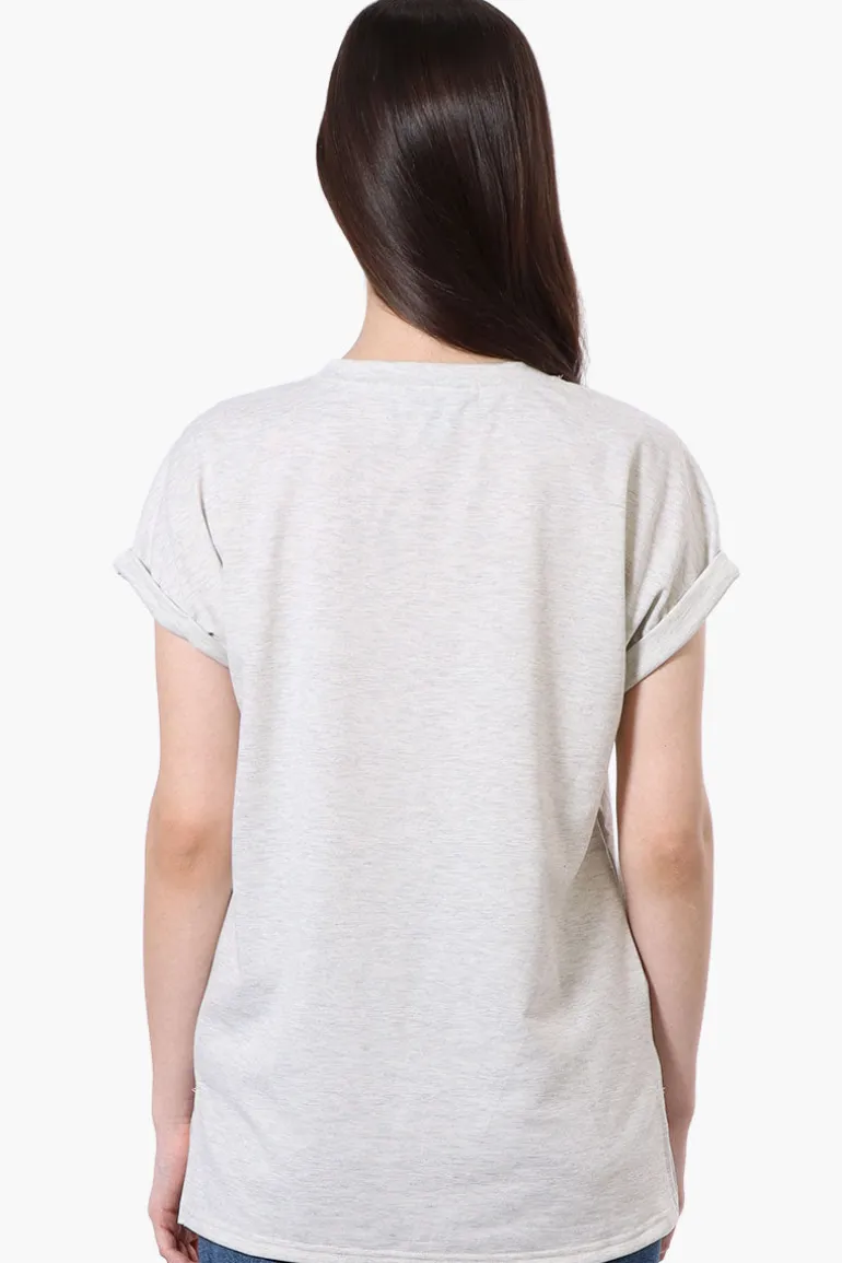 Runaway Bay Sport Cuffed Sleeve V-Neck Tee - Grey