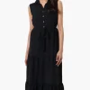 Stylexchange Belted Tiered Front Button Maxi Dress - Black
