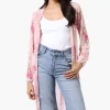 Stylexchange Floral Long Sleeve Sheer Duster Cardigan - Pink