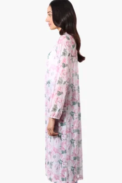 Stylexchange Floral Long Sleeve Sheer Duster Cardigan - Pink