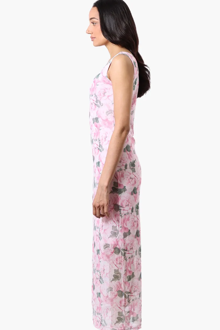 Stylexchange Floral Sheer Maxi Dress - Pink