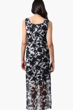 Stylexchange Floral Sheer Maxi Dress - Grey