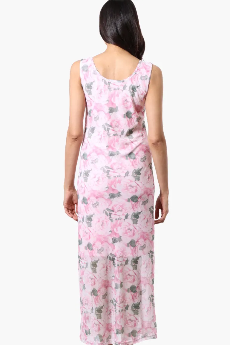Stylexchange Floral Sheer Maxi Dress - Pink